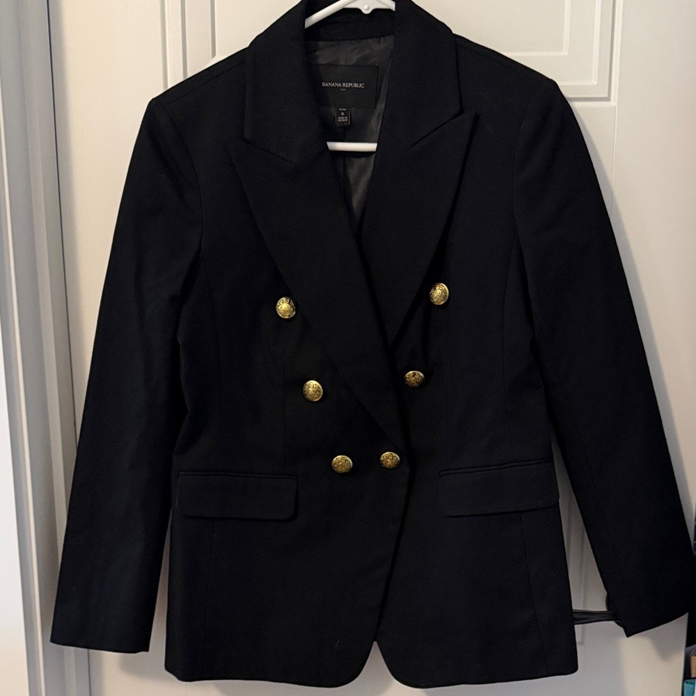 Banana Republic Factory Black Blazer with Gold Buttons